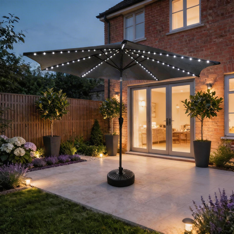 Soletta 3m Solar Powered Multicoloured LED Tilt Parasol Grey