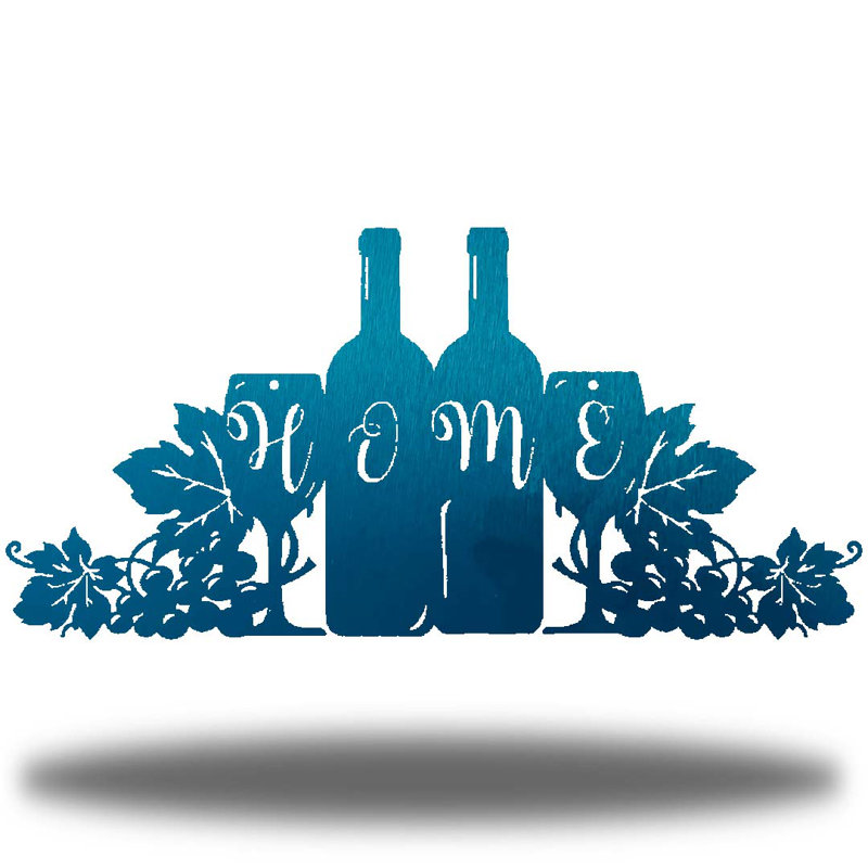 Décoration murale en métal Home Wine, Bleu sarcelle, H 8,5 po x l 18 po x P 0,06 po