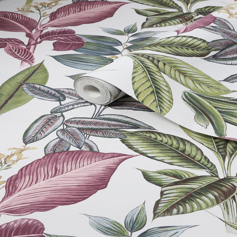 Wallpaper Double Roll, Pink/Green/White