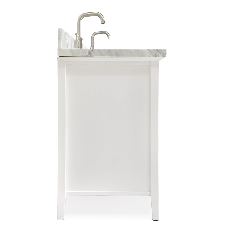 Kensington Double Vanity, White, Carrara White Marble, 73"