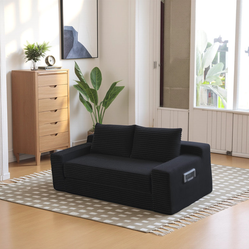 Canapé convertible pliable Boneless, Noir
