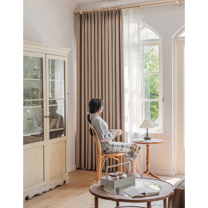 Chenille Room Darkening Curtain Panel Pair, 59.06" W x 106.3" L, Brown