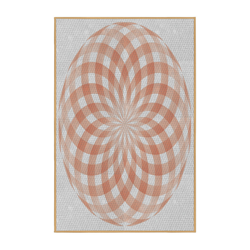 Tapis orange/gris tissé à la machine, Rectangle 5 pi x 7 pi