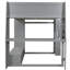 Lit mezzanine double en bois gris comprenant un bureau, plusieurs armoires de rangement, un éclairage à DEL et un support suspendu. Idéal pour étudier les zones. Fabrication sans sommier tapissier