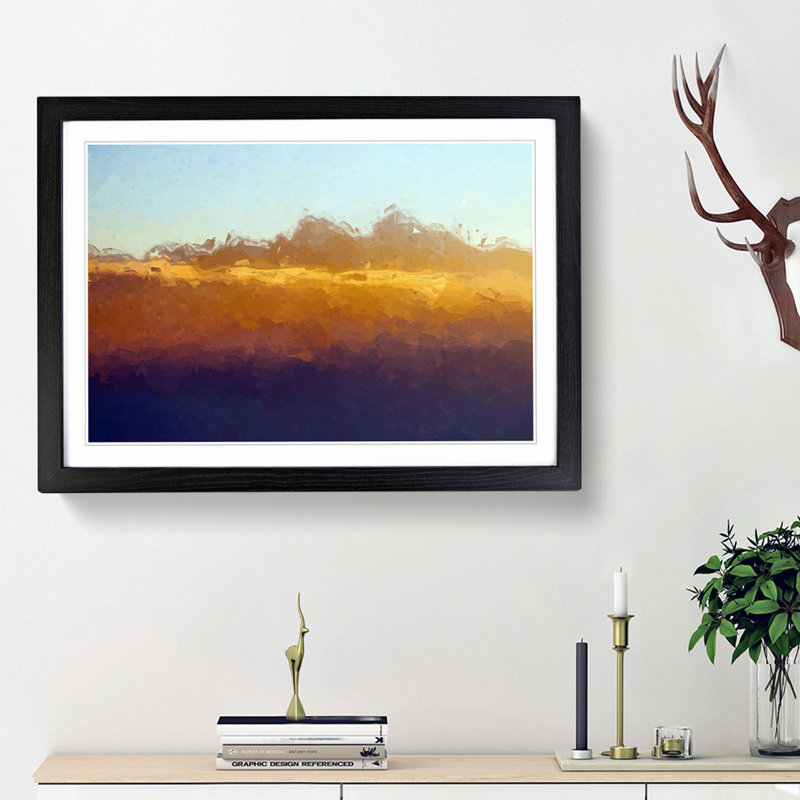 Amber Mountains in Abstract - Picture Frame Graphic Art Print, Black Framed, 62cm H x 87cm W x 2cm D