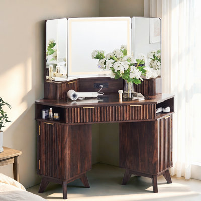 Meuble-lavabo de coin cannelé l 47,3 po