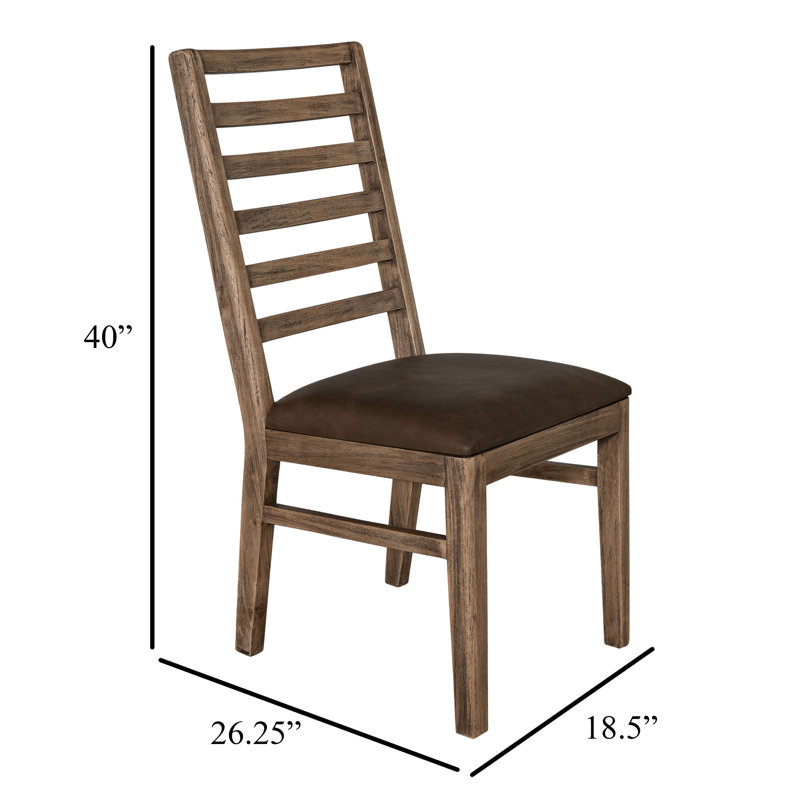 Ensemble de 2 chaises d'appoint Eray, dossier en échelle, teck, similicuir, Brun tonneau
