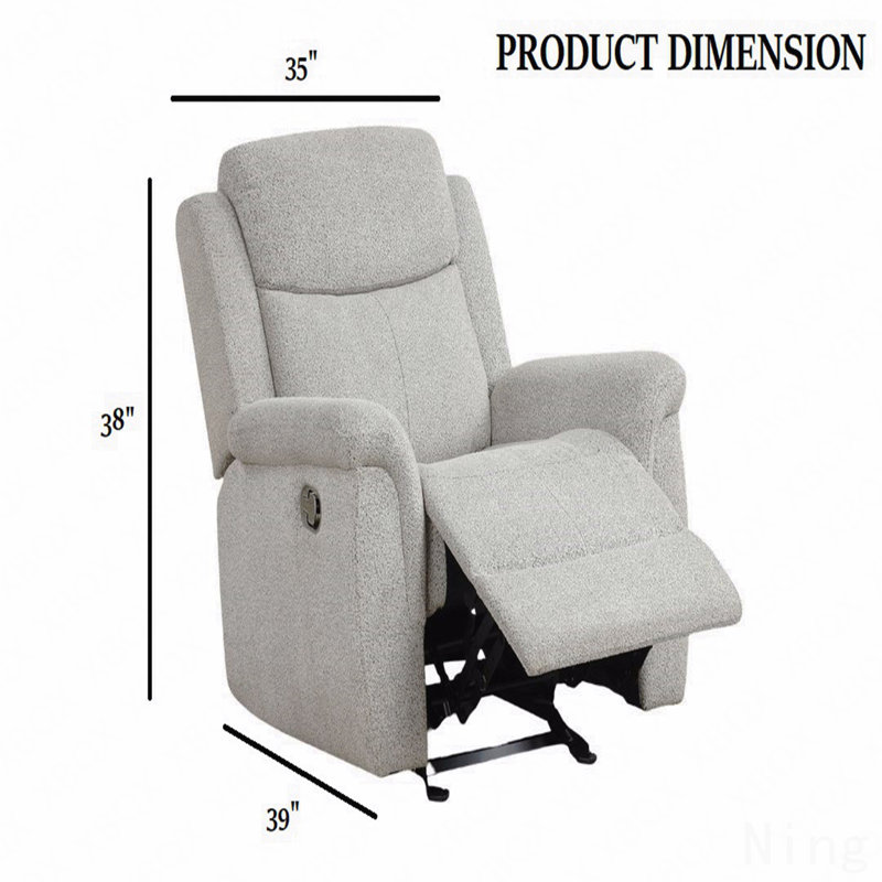 Fauteuil inclinable et oscillant manuel clair gris clair - Accoudoirs rembourrés, mousse haute densité
