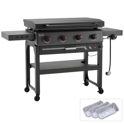 FEASTO 36" 4-Burner Propane Gas Griddle with Side Burner and Hood - 63,000 BTU Professional Outdoor Flat Top Grill with 720 Sq. In. Cooking Area