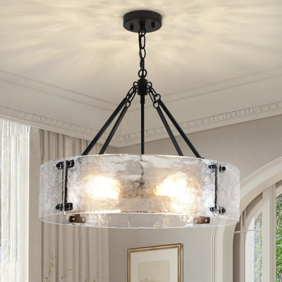 Lustre cylindrique moderne à 4 lumières avec abat-jour en verre 22,05 po