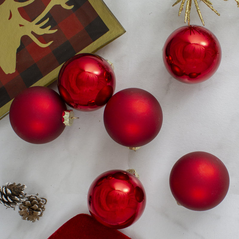 Ornement boule de Noël à 2 finitions, Rouge