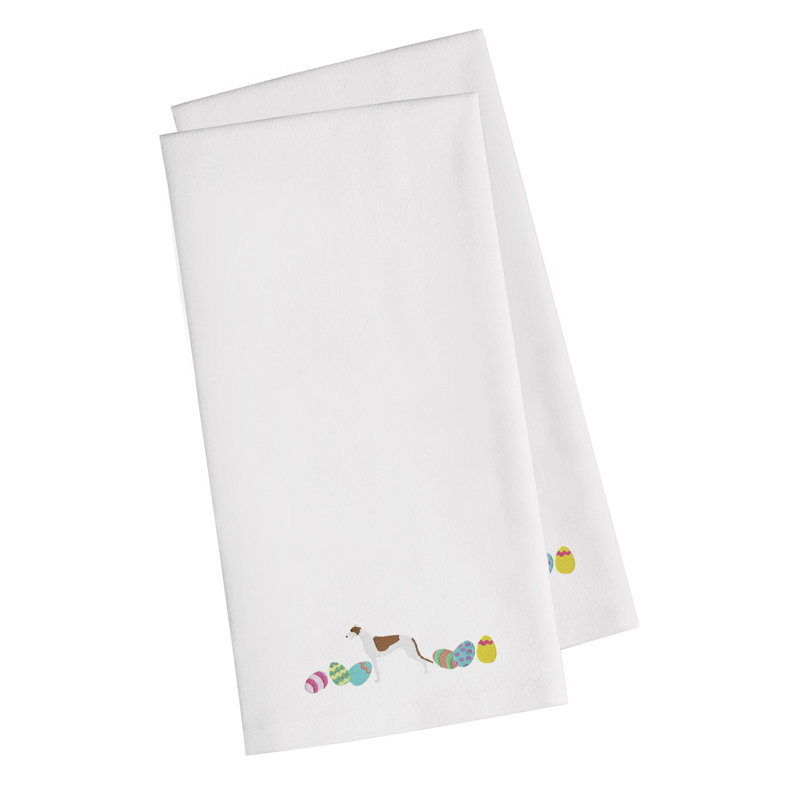 Cotton Embroidered Tea Towel Kitchen Towel, White, 28" H x 19" W x 0.1" D