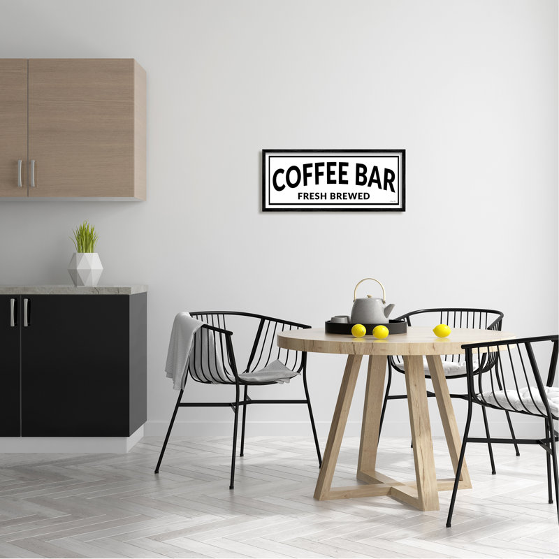 «Coffee Bar Typographie Minimal Style Cafe» par Susan Ball - Art textuel, H 10 po x l 24 po x P 1,5 po