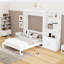 Lit escamotable double en bois avec armoire de rangement et tablettes