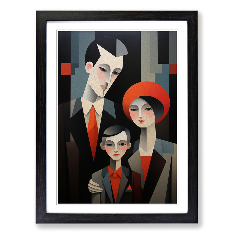 Loving Family Constructivism - Single Picture Frame Print on Wood, Black Framed, 64cm H x 46cm W x 2cm D
