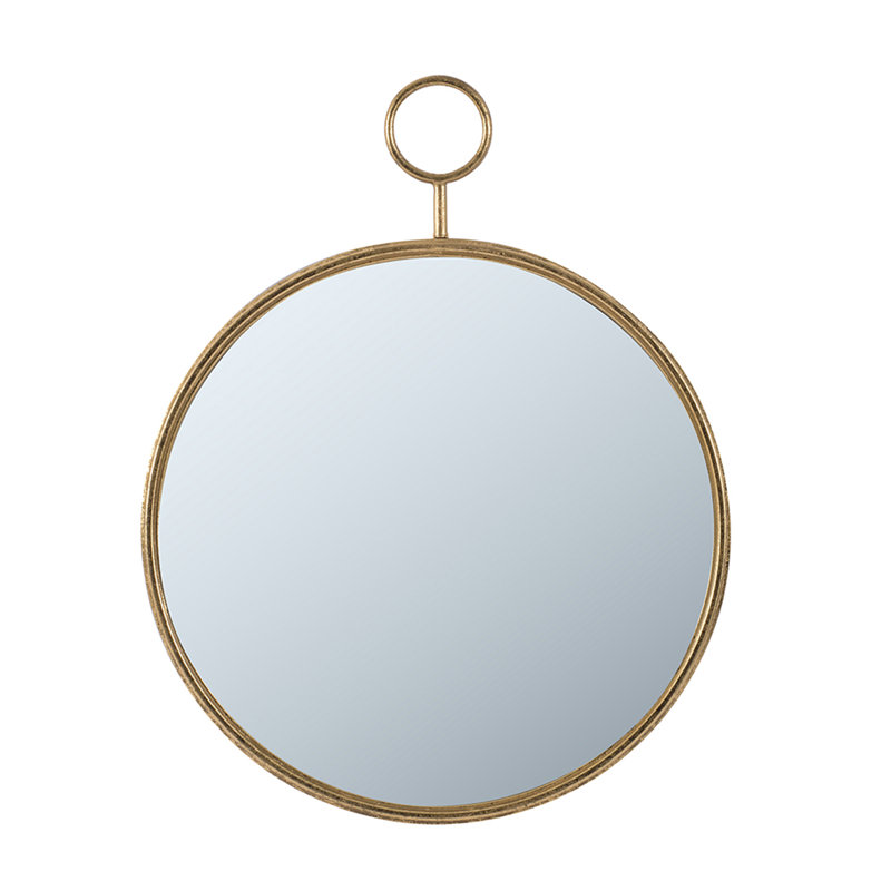 Circle Wall Mirror With Iron Frame, 28.3" x 22.4"