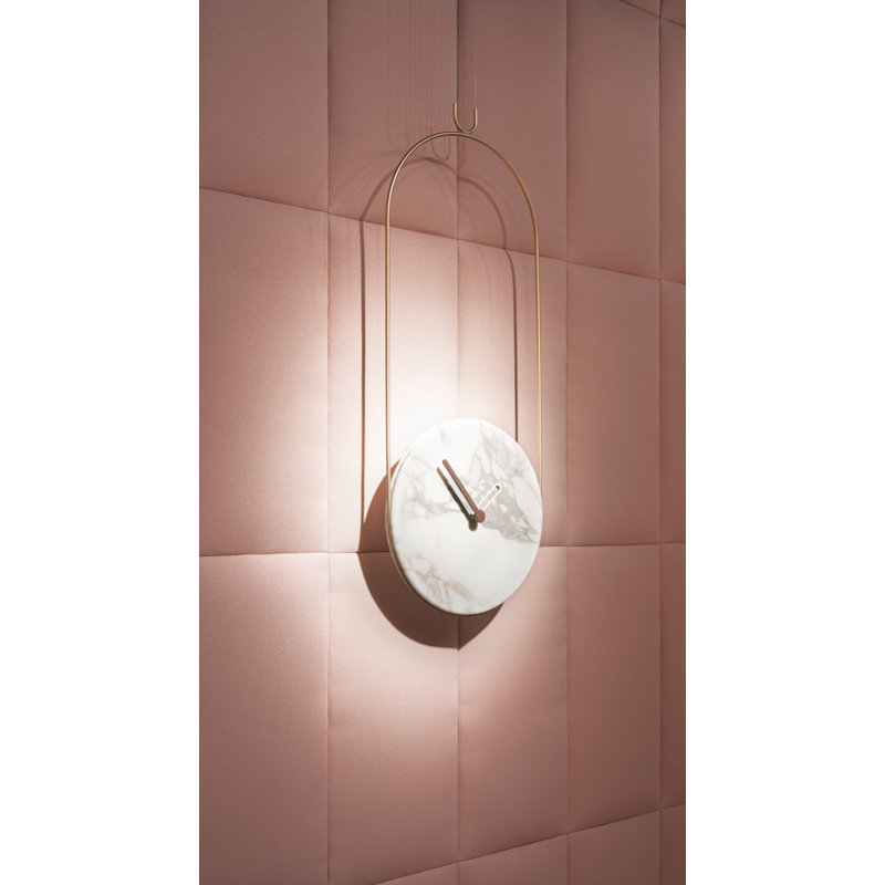 Colgante Marble Analog Wall Clock, Calacatta Gold/Brass