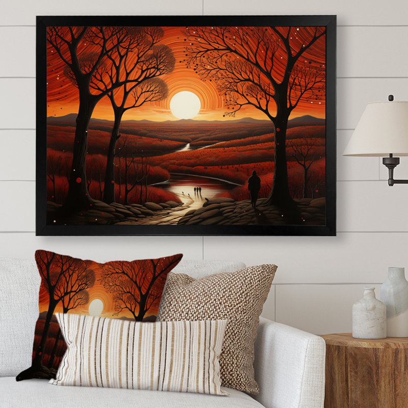 «Orange Black Native American Essence», reproduction sur toile encadrée, H 16 po x l 32 po x P 1 po, Cadre simple noir