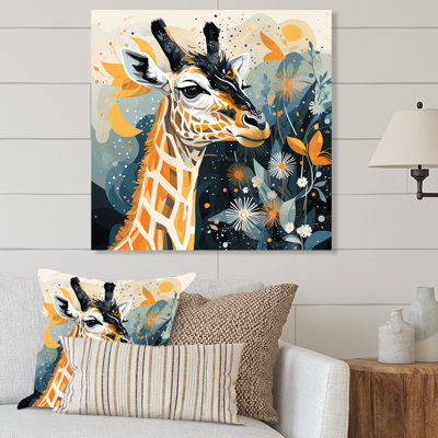 Blue Creative Giraffe Groove I - Giraffe Animal Metal Wall Art