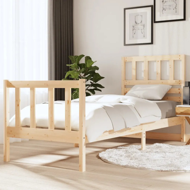 Bed Frame Solid Wood, Small Single (2'6), Black
