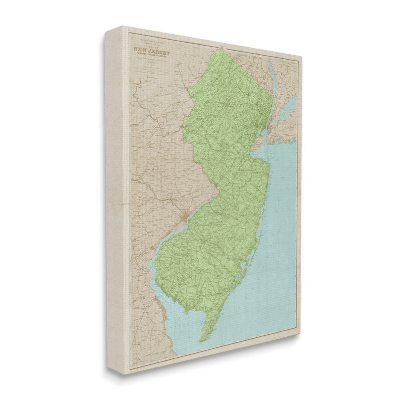 Carte de l'État du New Jersey, Toile tendue, H 40 po x l 30 po