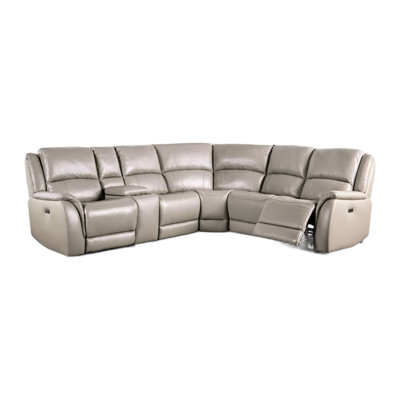 119.4" W Transitional Power Sectional, Light Gray