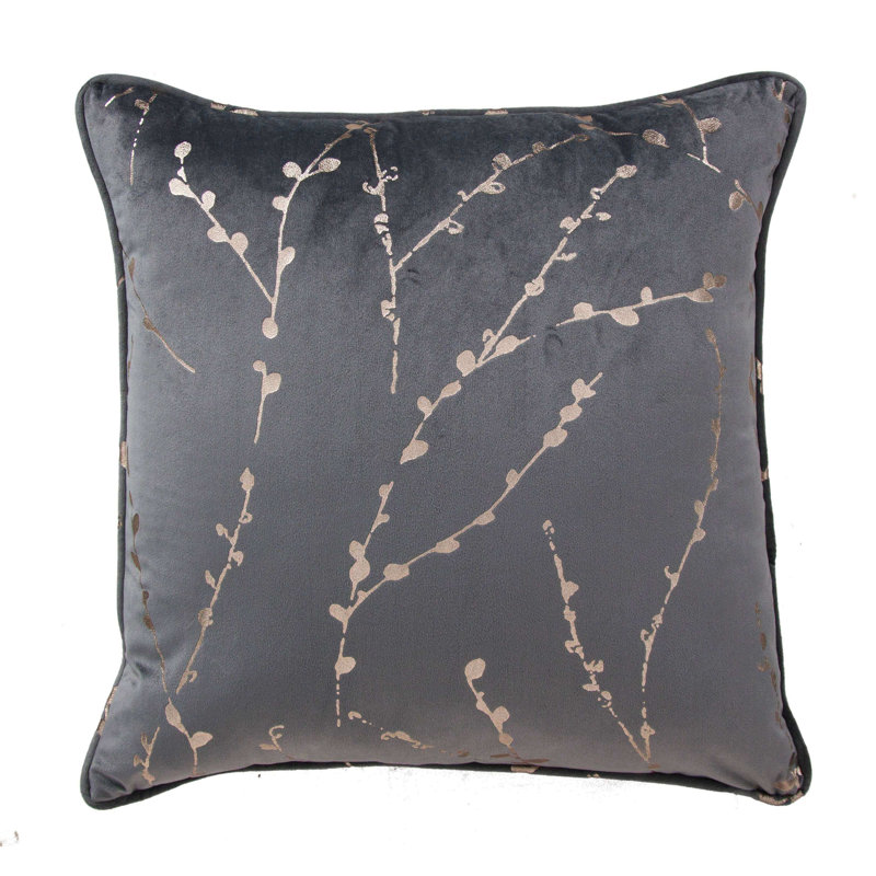 Ceresco Floral Square Cushion, Grey