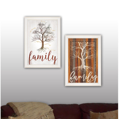 Family Tree/Roots 2-Piece Vignette Framed Wall Art for Living Room, Home Wall Decor by Marla Rae