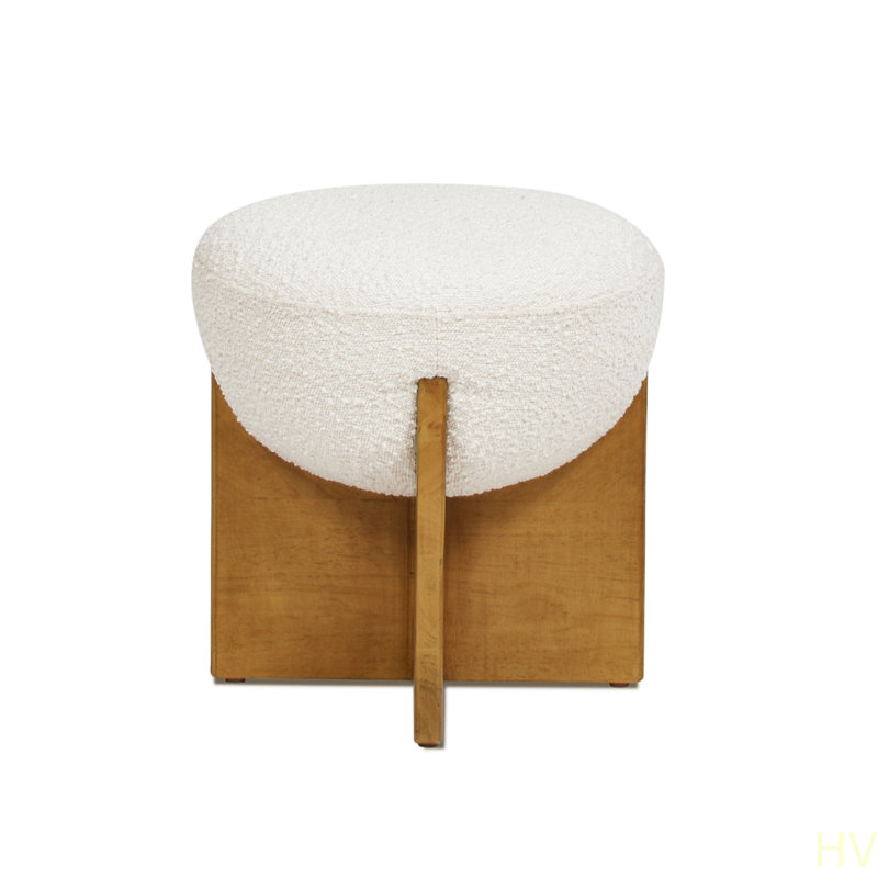 Repose-pieds rond avec base en bois Bali Boule 18,5 po