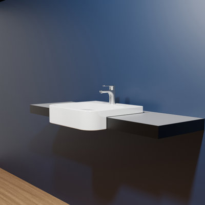 WS Bath Collections Fly 19.9'' Glossy White Ceramic Rectangular Bathroom Sink with Overflow