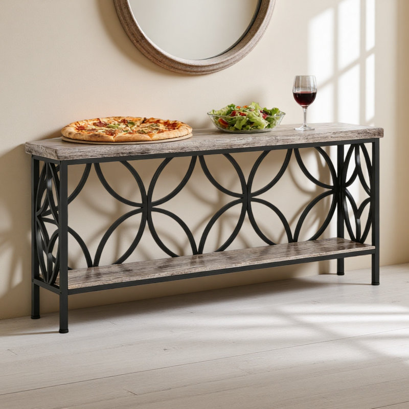 Coffee Table,2-Tier Console Table,Modern Sofa Table, Gray