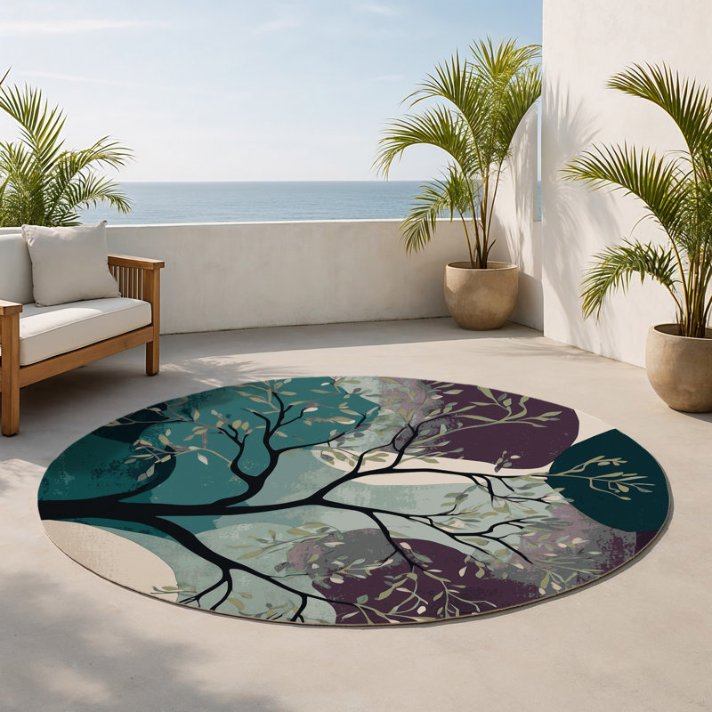 Tapis intérieur et extérieur Emerald Enchantment, Rond 5 pi