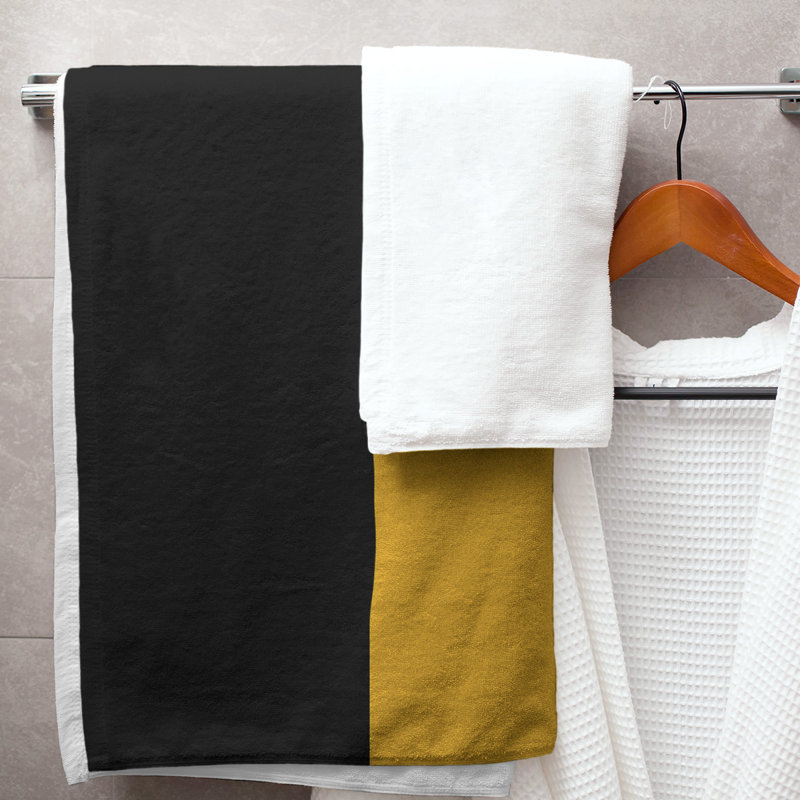 Lightweight Bath Towel, Poly/Cotton, Black/Pittsburgh Gold/Black