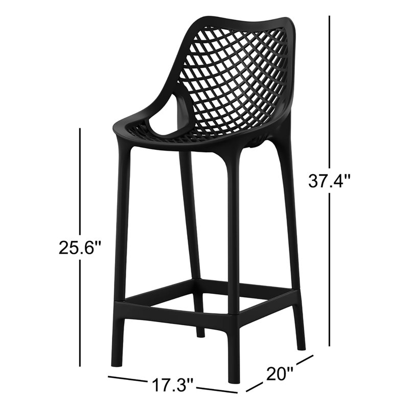 Tabouret de bar pour le patio Farrah, Noir, noir, noir, noir, 25.6"