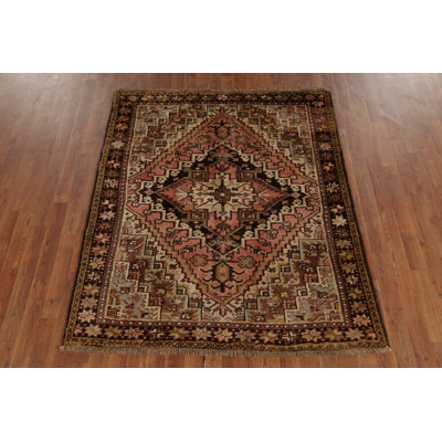 Tapis géométrique carré en laine 5 x 5