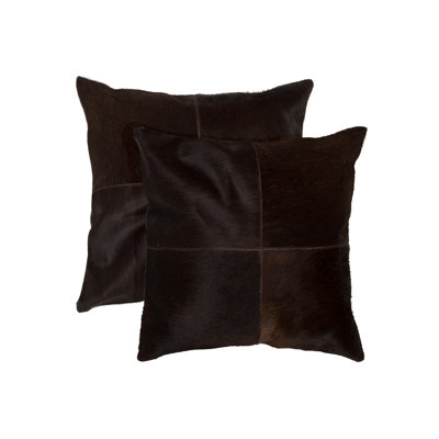  (Ensemble de deux) Coussin décoratif en cuir de vache gris et argent