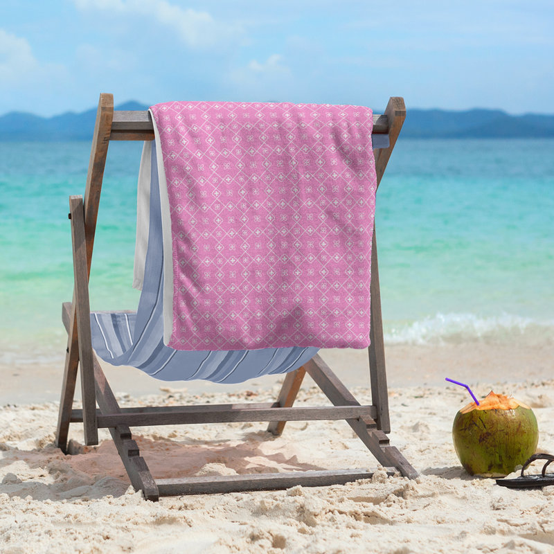 Katelyn Elizabeth Beach Towel, Pink/White