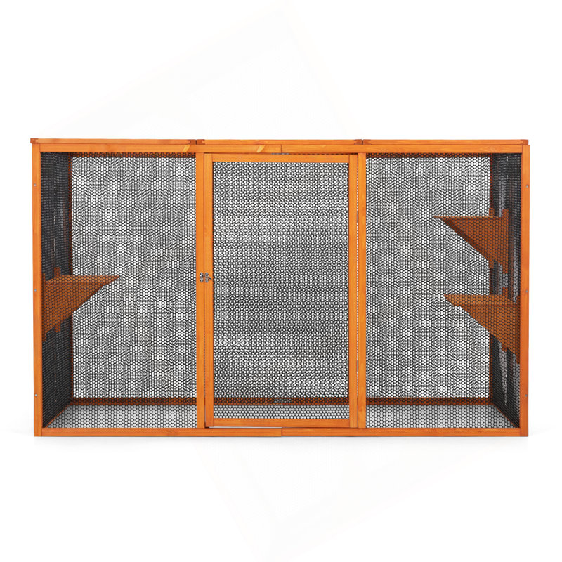 Enceinte pour chat amovible avec toit imperméable et 3 plateformes de saut, orange