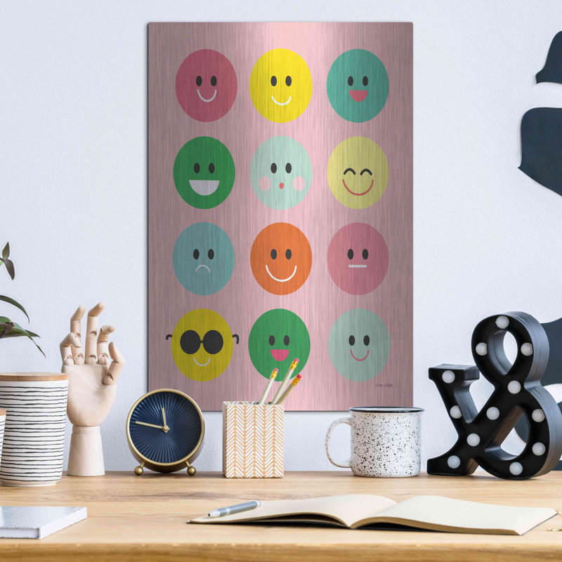 «Red Circles» par Ann Kelle Designs, art mural en métal Red Barrel Studio®, H 16 po x l 12 po