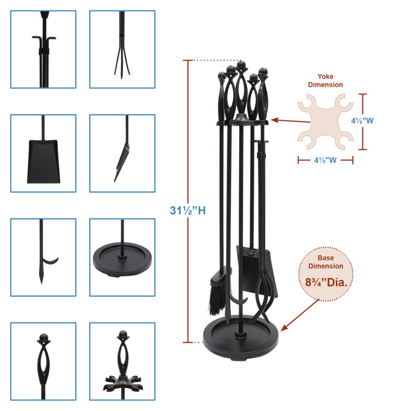 Theia Iron Fireplace Tool Set