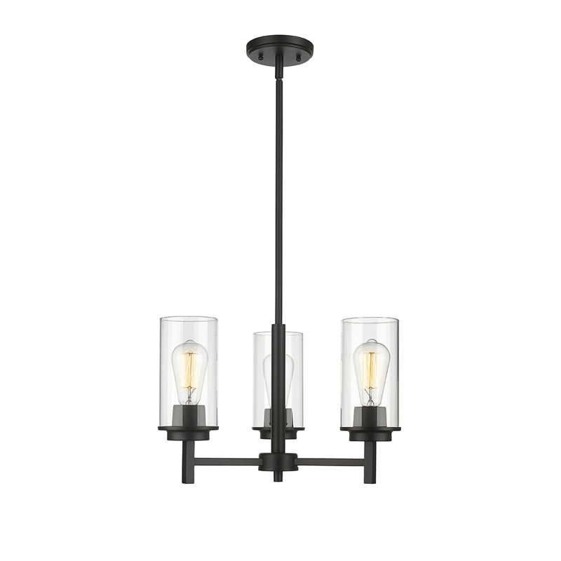 3 - Light Dimmable Classic / Traditional Chandelier, Matte Black