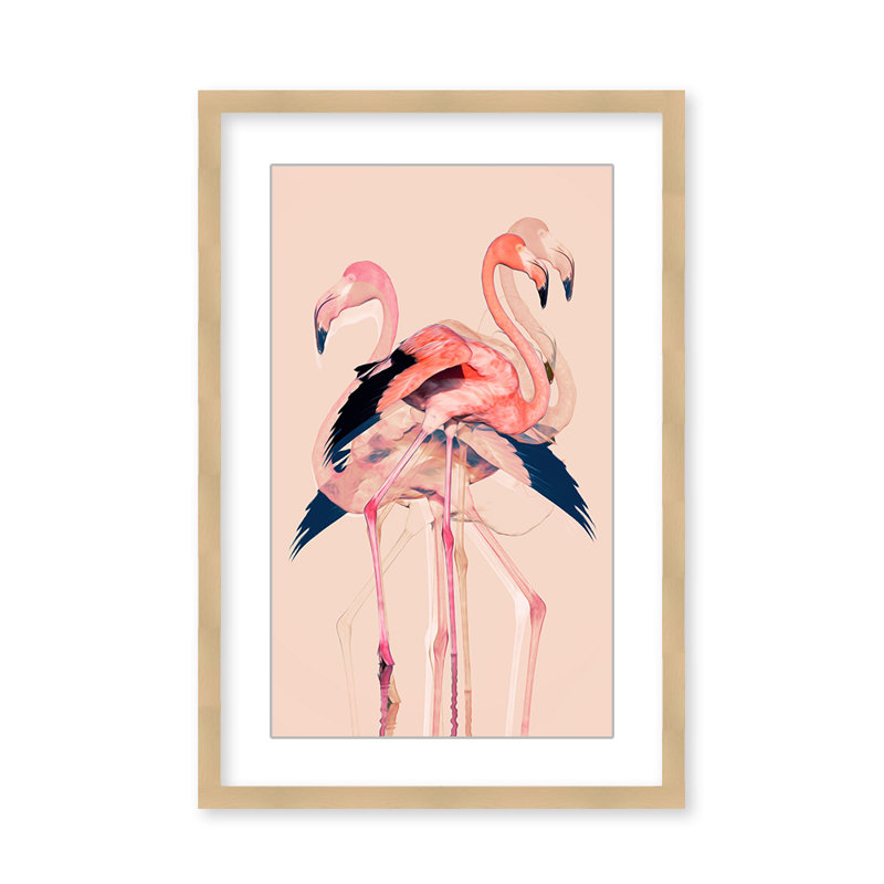 Coastal Retreat Flamingo Flares: Layers Of Abstraction, 30" H x 24" W