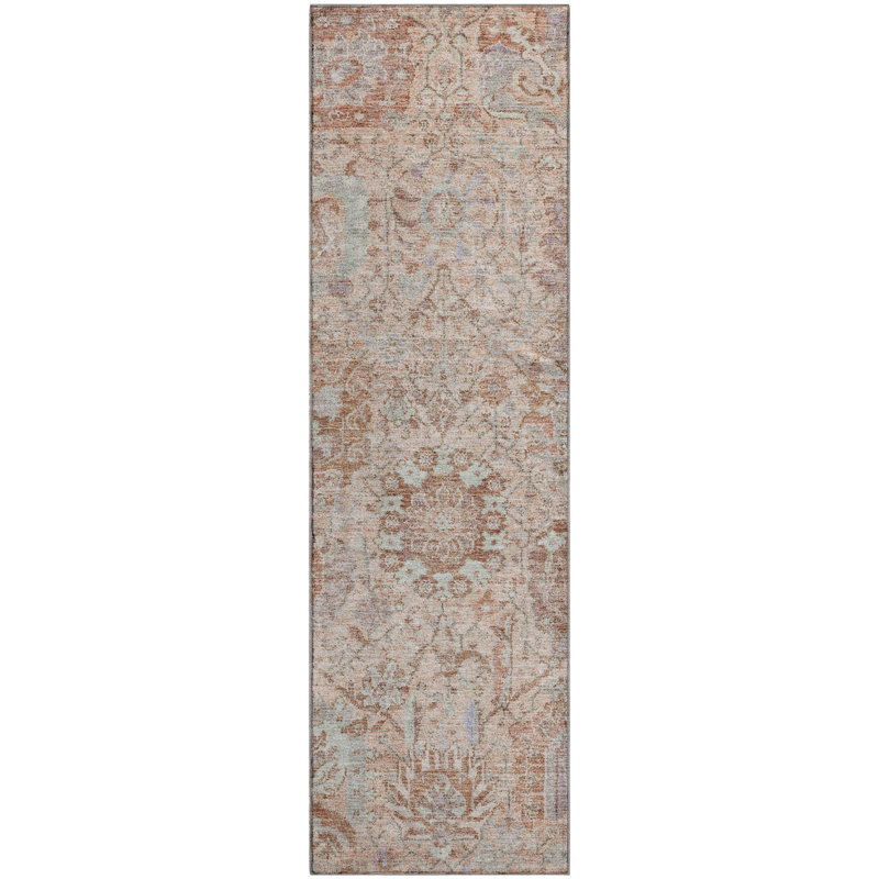 Premium Machine Washable Wayne AMF1102 Damask Rug, Runner 2'3" x 7'6"