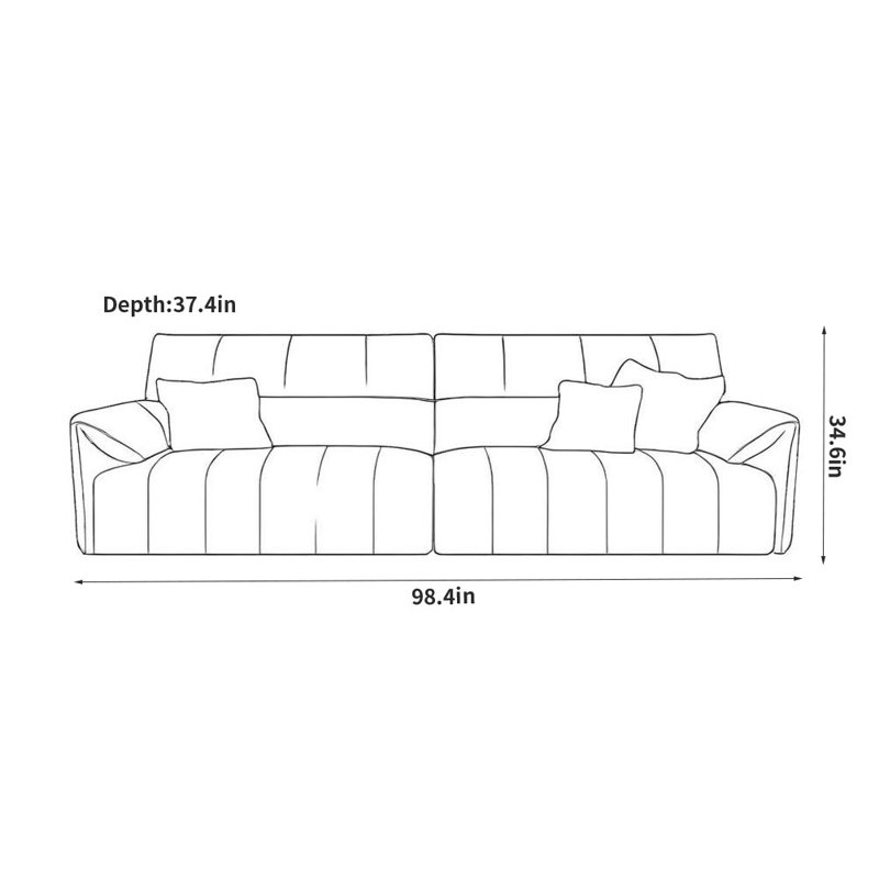 Canapé moderne simple décontracté, Kaki, H 34,6 po x l 98,4 po x P 37,4 po