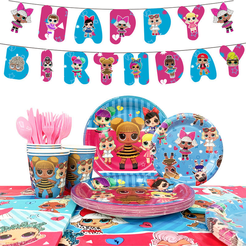 Surprise Doll Party Supplies, 66 Pcs LOL Party Tableware Kit