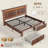 Fluted Panel Platform Bed with LED Headboard, Storage Drawers & USB Charging,No Box Spring Needed,King/Dark Brown-453278637-453278636