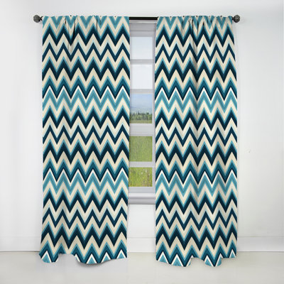 Geometric Chevron I - Abstract Geometric Curtain - Blackout Chevron Curtain - 1 Panels