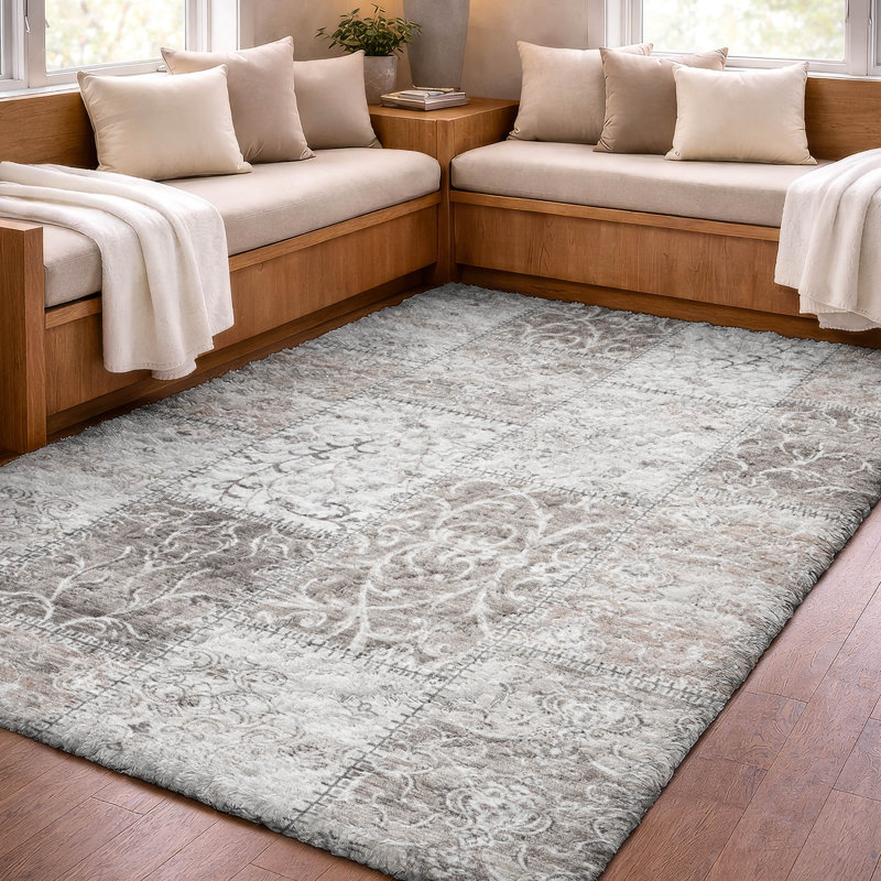 Tapis à poils longs de qualité supérieure lavable à la machine ADS566, Taupe, 10' x 14'