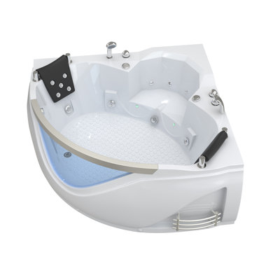 Baignoire de trempage en alcôve 59 "x 59" en alcôve avec jet de massage, drain à gauche