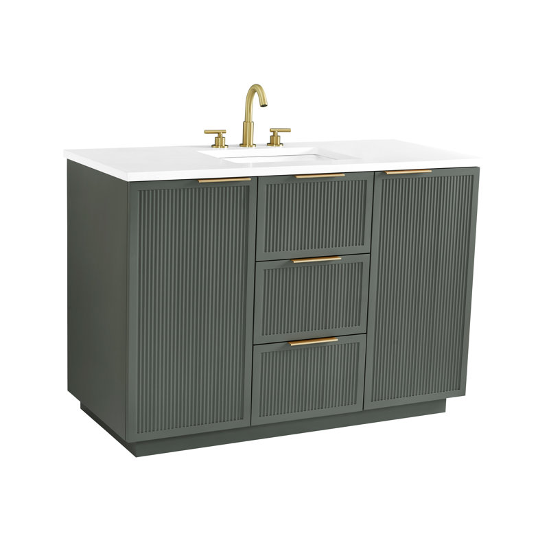Aderyn 48" Single Vanity, Vintage Green/Brushed Bronze